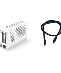 Plug And Play PCIe 4.0 X16 To Oculink SFF 8612 External GPU Dock with accessory cable and ventilated design in white.