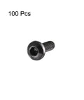 Top Shelf Heavy Duty M2x6mm Button Head Hex Socket Cap Screws, 100 Piece Knockout Pack, Solid 10.9 Grade Alloy Steel Bolts, Black Finish.