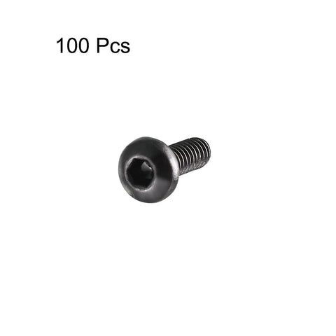 Top Shelf Heavy Duty M2x6mm Button Head Hex Socket Cap Screws, 100 Piece Knockout Pack, Solid 10.9 Grade Alloy Steel Bolts, Black Finish.