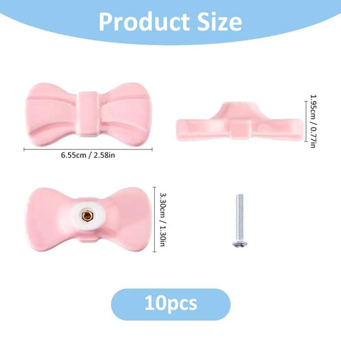Top Tier Pink Bow Ceramic Cabinet Knobs And Decorative Drawer Pulls With Mounting Screws For Single Hole Furniture Updating That Chic Coquette Vibe That Truly Hits Different Daily, size details and screws included for installation.