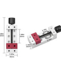 Pro Grade Compact Aluminum Flat Nose CNC Vise For Desktop Woodworking And DIY Carving, 50mm Clamp Range with dimensions
