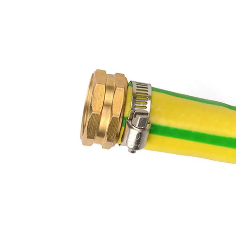 Heavy Duty Brass Three Quarter Inch Female Thread Garden Hose Connectors Two Pack With Clamps For Quick Leak Repair