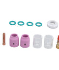 Heavy Duty 12 Pc Tig Welding Accessory Kit With Gas Lens Ceramic Nozzle Collet Set includes copper tips and ceramic cups.