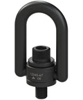 Professional Grade Heavy Duty Hoist Ring Lifting Gear Solid Steel Rigging Hardware M56 X 5.5 Thread, black finish with screw base.