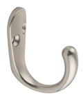 Robe Hook Satin Nickel Set Of 5, Heavy Duty Zinc Alloy Wall Hangers With Mounting Hardware And Instructions, side view
