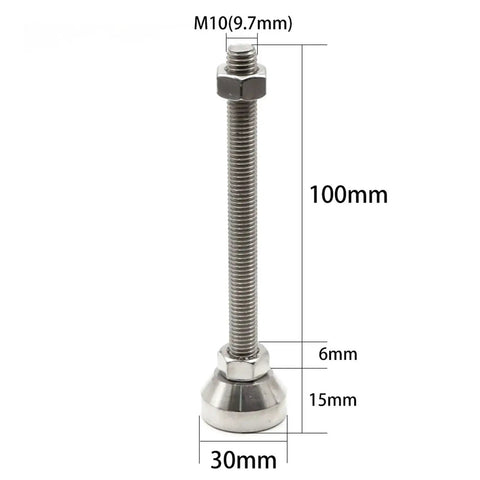 Shake Off Those Floor Wobbles Fast With Heavy Duty Adjustable Leveling Feet Cups 30Mm 304 Stainless Steel Lock Securely For Top Shelf Stability Breeze To Swap In Four Pack Ready, showing 30mm base and 100mm height adjustable screw design.