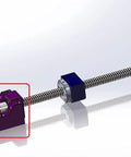 Side view of NEMA 23 stepper motor with purple steel mounting bracket and BK10 fixed-end supports for a 12mm ball screw kit