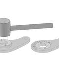 Universal Ebike Torque Arm V5 For Front Or Rear Motors With 12mm, 14mm, And 16mm Axles And Threaded Eyelet Near Axle, Stainless Steel 3mm Body, Flexible Splined Insert For 50 Angle Positions, Easy Mount And Solid Protection., adjustable splined insert and torque arm body shown