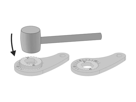Universal Ebike Torque Arm V5 For Front Or Rear Motors With 12mm, 14mm, And 16mm Axles And Threaded Eyelet Near Axle, Stainless Steel 3mm Body, Flexible Splined Insert For 50 Angle Positions, Easy Mount And Solid Protection., adjustable splined insert and torque arm body shown