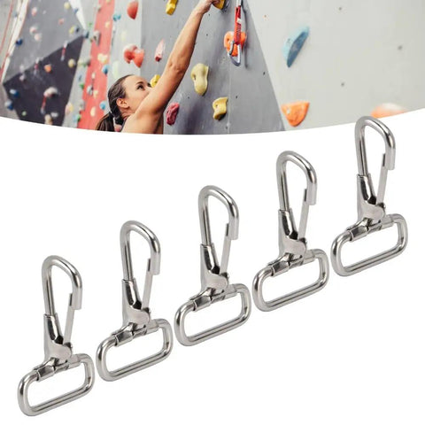 Image showing Five Pack 304 Stainless Steel Top Snap Hooks 28mm Quick Release Boat Shackles Spring Clips For 1 Inch Straps Marine Grade Durable Clip Design
