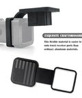 US Flag Trailer Hitch Covers 2 Inch Square Mouth Rubber Receiver Cover with black design, fits standard hitch receivers.