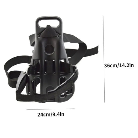 Tank Backpack With Anti Skid Holder For Oxygen Cylinders showing front view with adjustable straps, nylon material, size details visible.