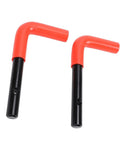Beefy Replacement Lock Pin Kit For Snow Plow Stand Western HTS Midweight, Heavy Duty Pins With Spring Clips, Includes 2 Handle Lock Pins, 2 Hairpin Clips, Keeps Your Plow Solid And Ready For Winter, two red and black steel lock pins