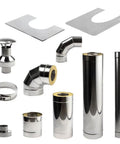 Heavy Duty Sauna Wood Stove Chimney Kit Thru Ceiling Stainless Steel Barrel Flue Pipe components installation pieces