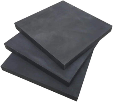 Stack of high purity 99.99 percent graphite block plates for metal casting, 200 by 35 by 5 millimeters, demonstrating high temperature resistance.