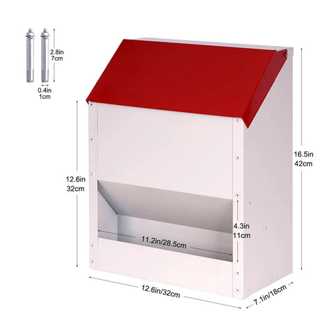 Heavy Duty Galvanized Wall Mount Chicken Feeder designed to kickstart your flock with a secure tilt lid and weatherproof design.