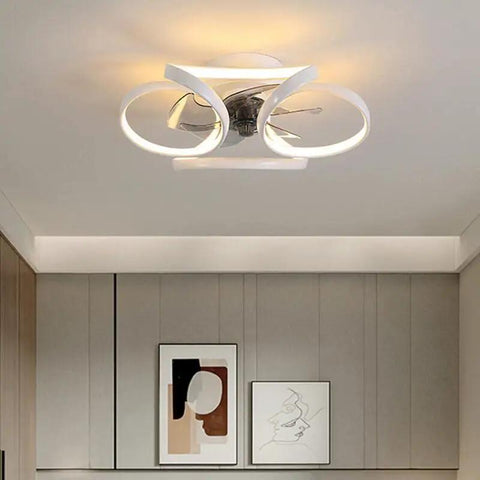 Swanky Smart Ceiling Fan Light Featuring Invisible Blades And Wireless App Control For A Chill Home Vibe Includes Dual Remote Dimmable LED Bulbs and Super Quiet Operation in a modern setting