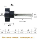 Five Pack M6 Star Head Thumb Screws Knurled Grip Knobs 25mm Long, Metal Galvanized Thumb Screws dimensions diagram