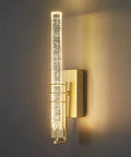 Modern Luxury LED Wall Sconce Lighting 18 Inch Wide Cylinder Wall Lamp With Bubble Crystal Shade 3W Warm Light Gold Finish