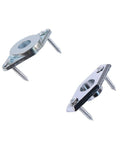 Chrome Plated Dummy T Handle Garage Door Lock Kit No Keys Non Locking With Inside And Outside Mounting Handles Installation Hardware Included Fits Many Brands close-up of mounting hardware with screws.