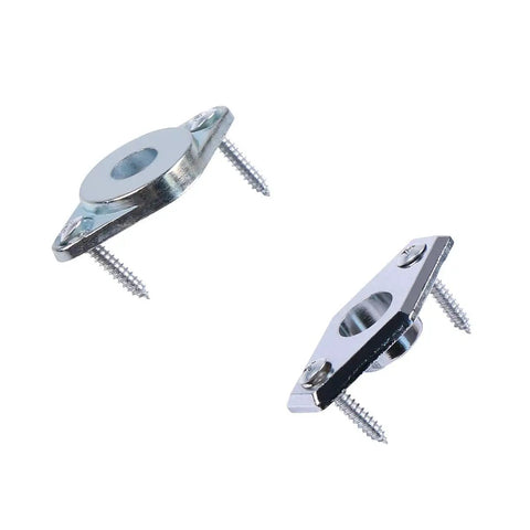 Chrome Plated Dummy T Handle Garage Door Lock Kit No Keys Non Locking With Inside And Outside Mounting Handles Installation Hardware Included Fits Many Brands close-up of mounting hardware with screws.