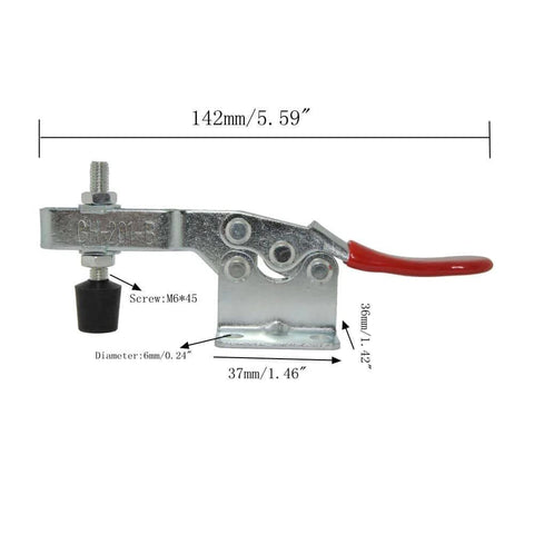 Side view of 4 Pack Toggle Clamp 201B Heavy Duty Quick Release Horizontal Clamps With 198 Lbs Holding Capacity, zinc plated.