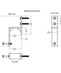 Diagram of 5 Pack Wall Mount Bypass Door Brackets For Sliding Barn Door Hardware, Matte Black Steel, Built Tough For Flat Track Systems