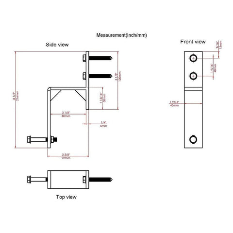 Diagram of 5 Pack Wall Mount Bypass Door Brackets For Sliding Barn Door Hardware, Matte Black Steel, Built Tough For Flat Track Systems