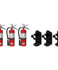 Pack Of 3 5 LB ABC Dry Chemical Fire Extinguishers With Heavy Duty Vehicle Brackets, red extinguishers and black brackets for safe mounting.