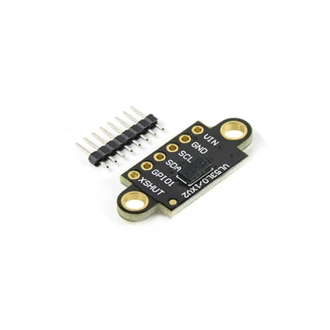 High Grade ToF Laser Range Finder Module With I2C Port For Arduino And Raspberry Pi Kits with pin headers and labeled connections.