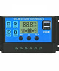 High Capacity 100A Solar Charge Controller With Dual USB Ports 12V And 24V System Compatibility Advanced PWM Power Tracking Tech Smart Battery Regulation Adjustable LCD Display Street Light Controller Blue