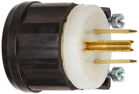 Industrial Grade 15 Amp 125 Volt Angle Plug With Grounding And Straight Blade, Dual Color Black White, Grippy Ergonomic Fluted Body