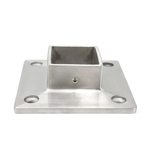 Base Flange For 1-1/2 Inch Square Posts Floor Or Wall Mount Satin Finish 316 Grade Stainless Built Tough For Salt Water Deck Railings