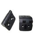 Set Of 10 Black Plastic Door Hinges For Cabinets And Drawers With Bearing Butt Design shown in close-up angle