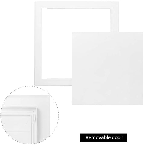 Top Shelf 12X12 Inch Drywall Access Panel With No Sweat Quick Setup And Paintable White Finish For Indoors Or Outdoors Dang Tough ABS Wall Hole Cover with removable door.