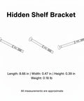 Diagram of 0.47 Inch Wide Hidden Shelf Bracket For Wardrobes And Cabinets In Cold Rolled Steel With Brown Finish