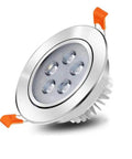 Silver Adjustable LED Recessed Spotlight with adjustable head and five LED bulbs for focused lighting.