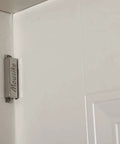 Heavy Duty Magnetic Door Catch 70 Pound Stainless Steel Cabinet Magnets For Kitchen Cupboard Wardrobe Closet Drawer Latch Three Point Eight Inches Built For Everyday Use Strong Magnetic Hold 10 Pack, mounted on a white door.