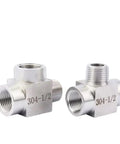High Pressure Stainless Steel Pipe Tee Fitting Three Way BSPT NPT Male Female Splitter For One Eighth To One Inch Lines