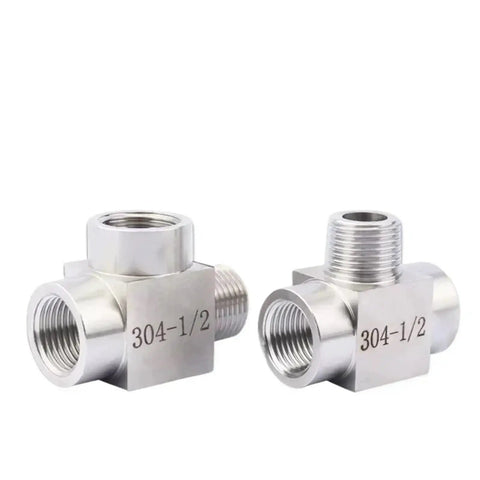 High Pressure Stainless Steel Pipe Tee Fitting Three Way BSPT NPT Male Female Splitter For One Eighth To One Inch Lines