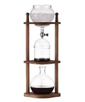 Cold Brew Drip Tower Ice Coffee Maker With Adjustable Dripper And Wood Bracket Brew Smooth Chilled Tea Or Coffee Easy Peasy. 800ml glass and wood structure.
