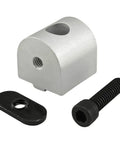 90 Degree Dynamic Pivot Nub For Profile Mounts With No Machining Needed, Easy Install And Mounting Hardware Included, Delivers Full Axial Motion From 0 To 90 Degrees, 1 Inch Square Hub For Dynamic Pivot Systems Ready To Roll. Silver 1 in square hub with black bolt and plate