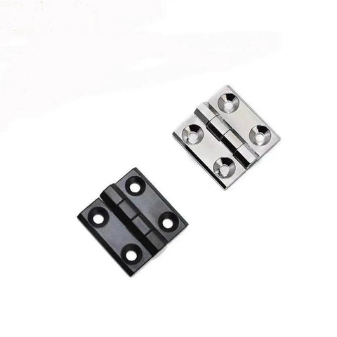 Zinc alloy heavy duty door hinges, 50x50mm, black and silver finish, for industrial equipment and container corners.