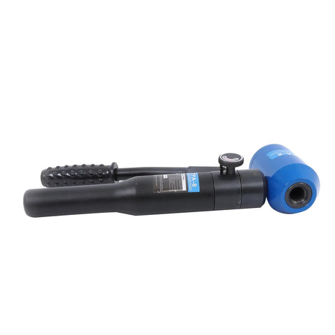 Hydraulic Knockout Punch Kit 8 Ton Conduit Hole Cutter Set with blue and black handle, ideal for metal sheet panel cutting in electrical work.