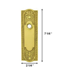 Pack Of 2 Tarnish Resistant Solid Brass Heavy Duty Door Back Plate Without Keyhole For Interior And Exterior Doors With Knob Hole Spacing Seven And A Quarter Inches High Fan And Ribbon Style