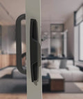 Black Patio Door Handle Set With Mortise Lock For Replacement Sliding Glass Doors, 3-15/16 Inch Screw Hole Spacing, 1006 Series