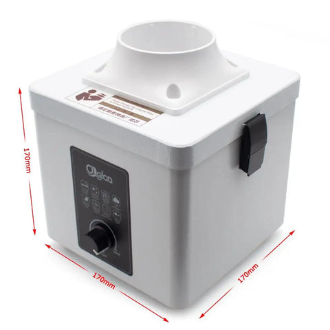 Compact Desktop Solder Fume Extractor With Dual Stage Air Purifier features a modern design with control panel for easy use.