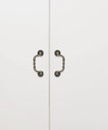 Vintage Bail Drawer Pull Handles Set For Dressers And Cabinets, Antique Style Knobs, on white cabinet doors