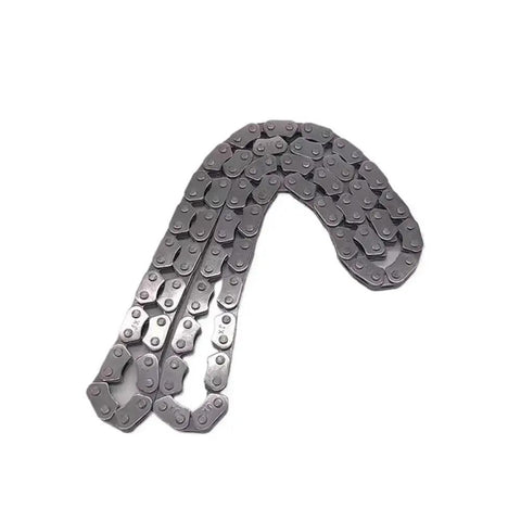 Upgrade Your Ride With A Killer Motorcycle Timing Chain That Fits GN250 GZ250 DR250 And SP250 Models Perfectly For Reliable Performance And Smooth Shifting On The Highway Or Dirt Track - seen from above, detailed view of the chain.