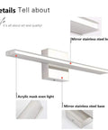 LED Vanity Light Bar 20 Inch Chrome Bathroom Fixtures 12W Over Mirror Lighting with 850 Lumens Cool White 6000K details